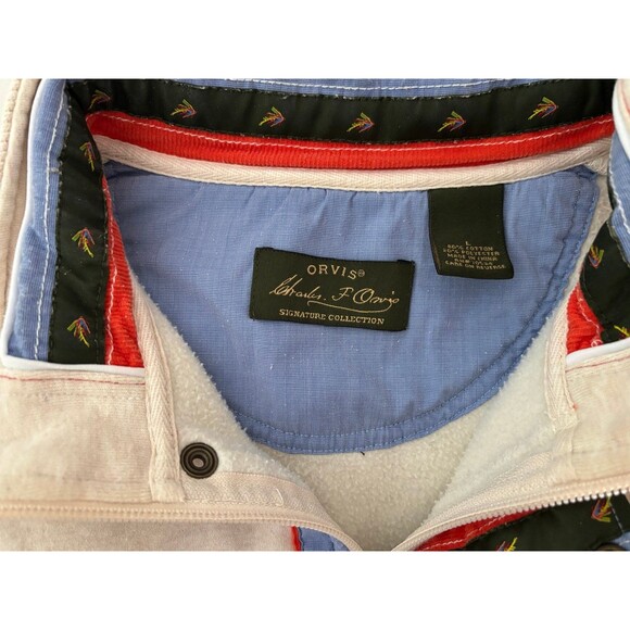 Orvis Signature Collection 1/4 Zip Snap Pullover Men's L Beige Sweatshirt - Picture 5 of 7